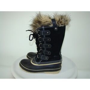 SOREL JOAN OF ARC NL1540-051 BLACK SUEDE WATERPROOF WINTER BOOTS SIZE 8M  DB3
